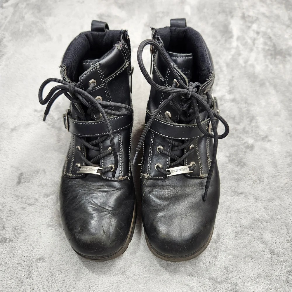 Harley-Davidson® Women's Size 10 Tegan 4-Inch Black Lace-Up Boots. - Picture 5 of 10